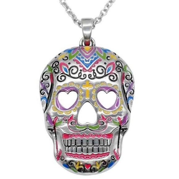 Jewelry - Sugar Skull Heart Eyes Day of the Dead Necklace